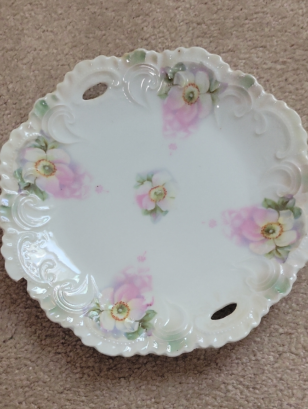 VTG Bavaria Scalloped Apple Blossom Flower Luncheon Plate. FAIR CONDITION.